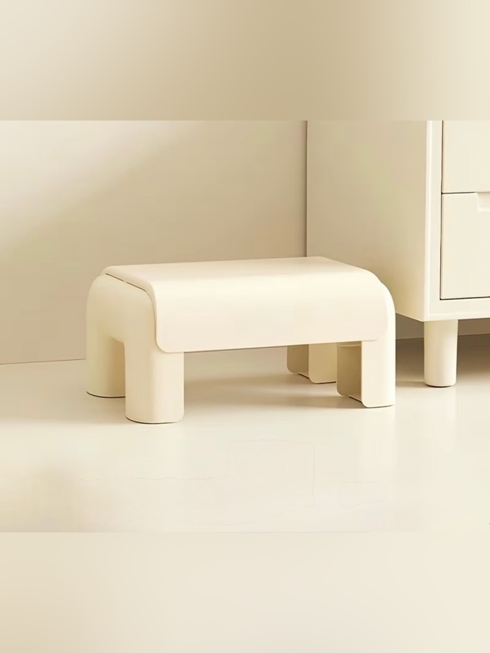 Minimalist Cream Accent Bench / Kids Stool